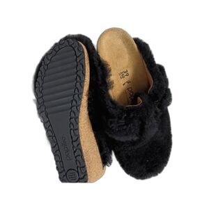 Papillio by Birkenstock Sheepskin Slippers Black, Size 39 [8 -8.5]